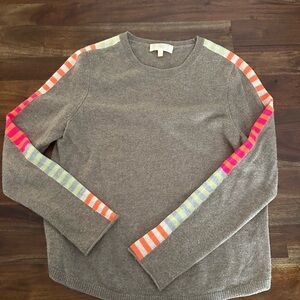 Lisa Todd Striped Sleeve Cashmere Women's Sweater small